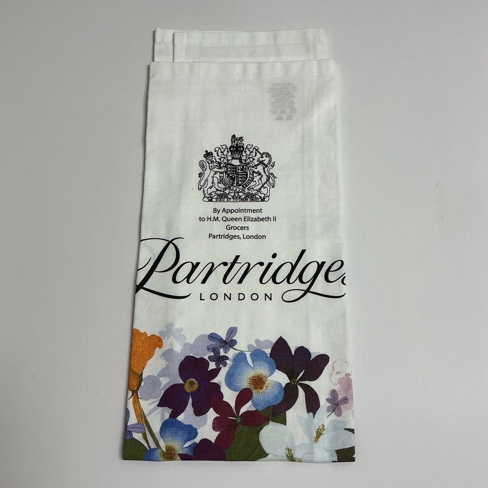 Partridges London Tea Towel Chelsea Flower Collection British UK 100% Cotton